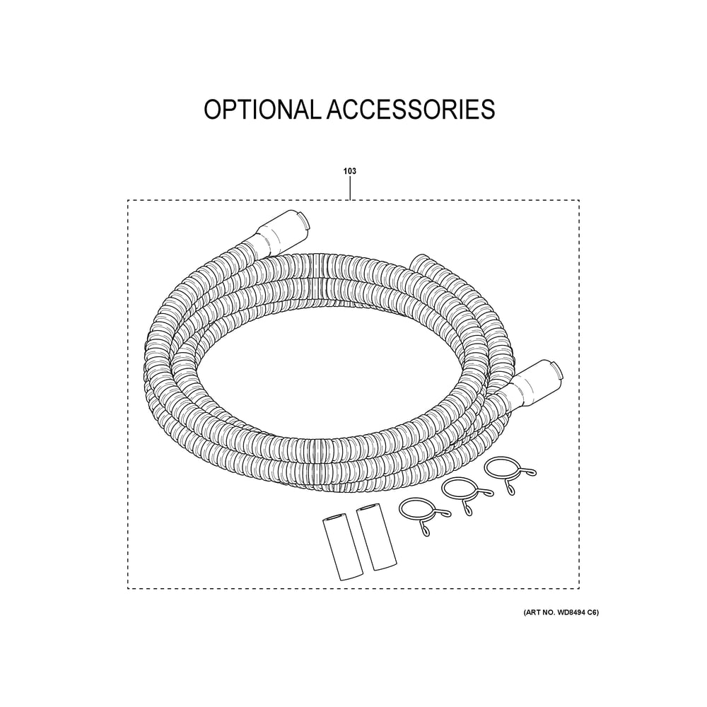 Optional Accessories Diagram and Parts List for PDD415PYY0FS  General Electric Dishwasher