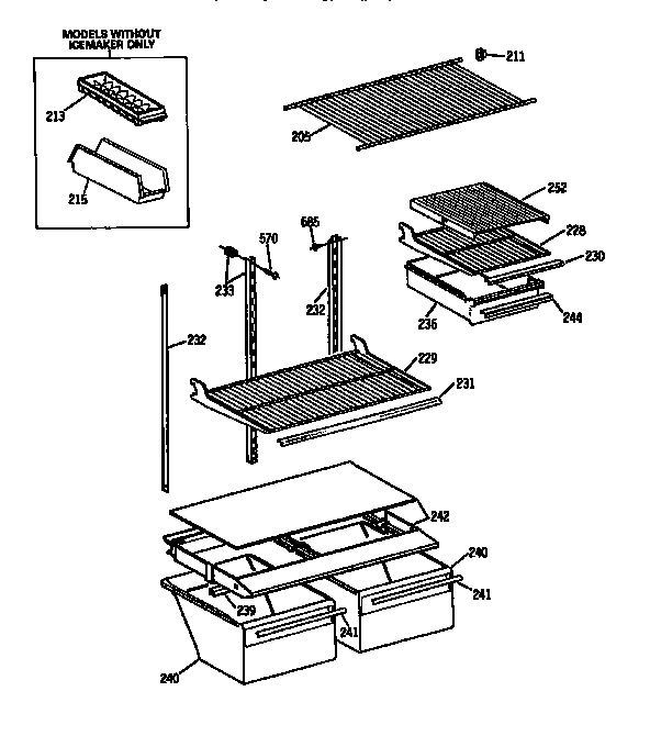 Shelf Assembly Diagram and Parts List for TBX18DISJRWH  General Electric Refrigerator