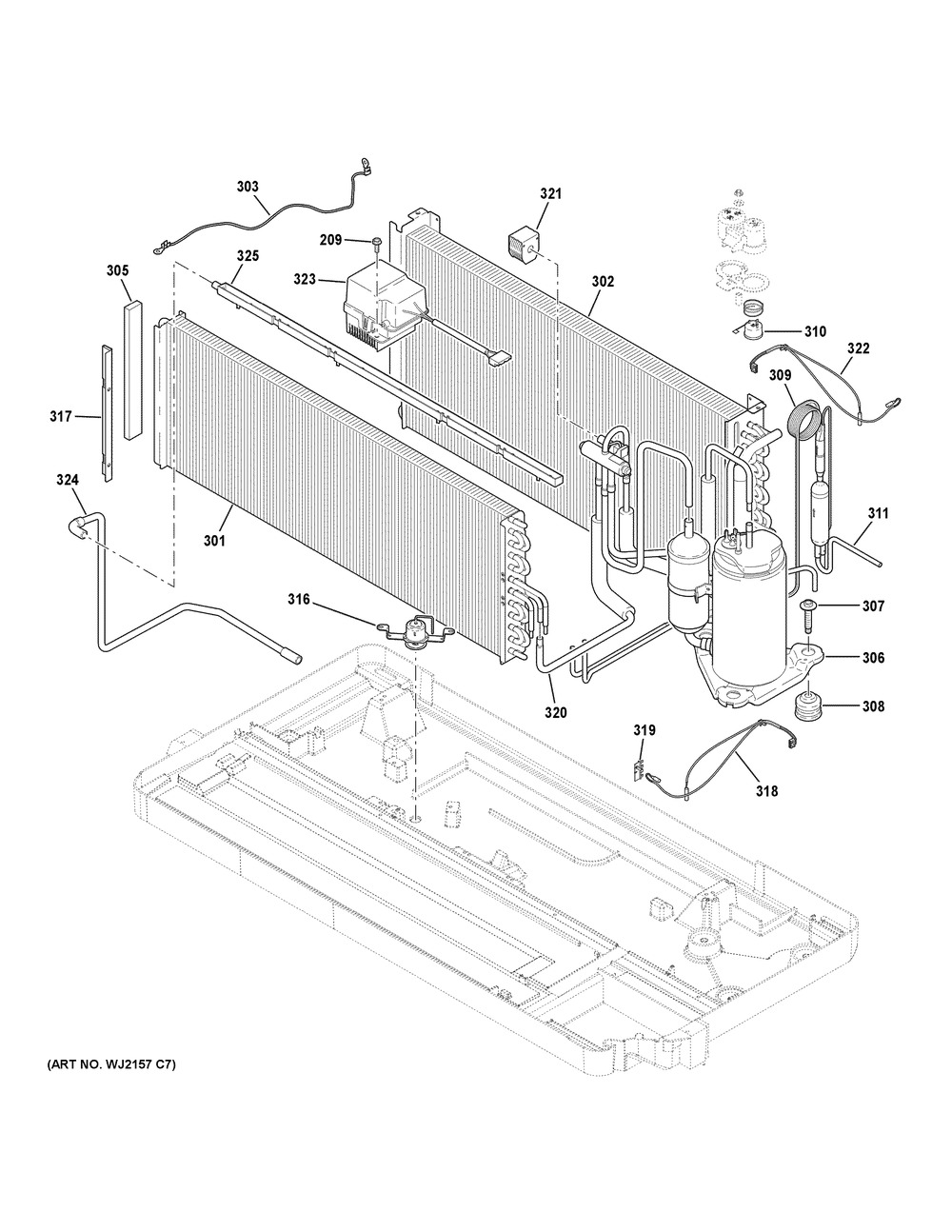 Sealed System Diagram and Parts List for AZ65H07EADW2  General Electric Air Conditioner