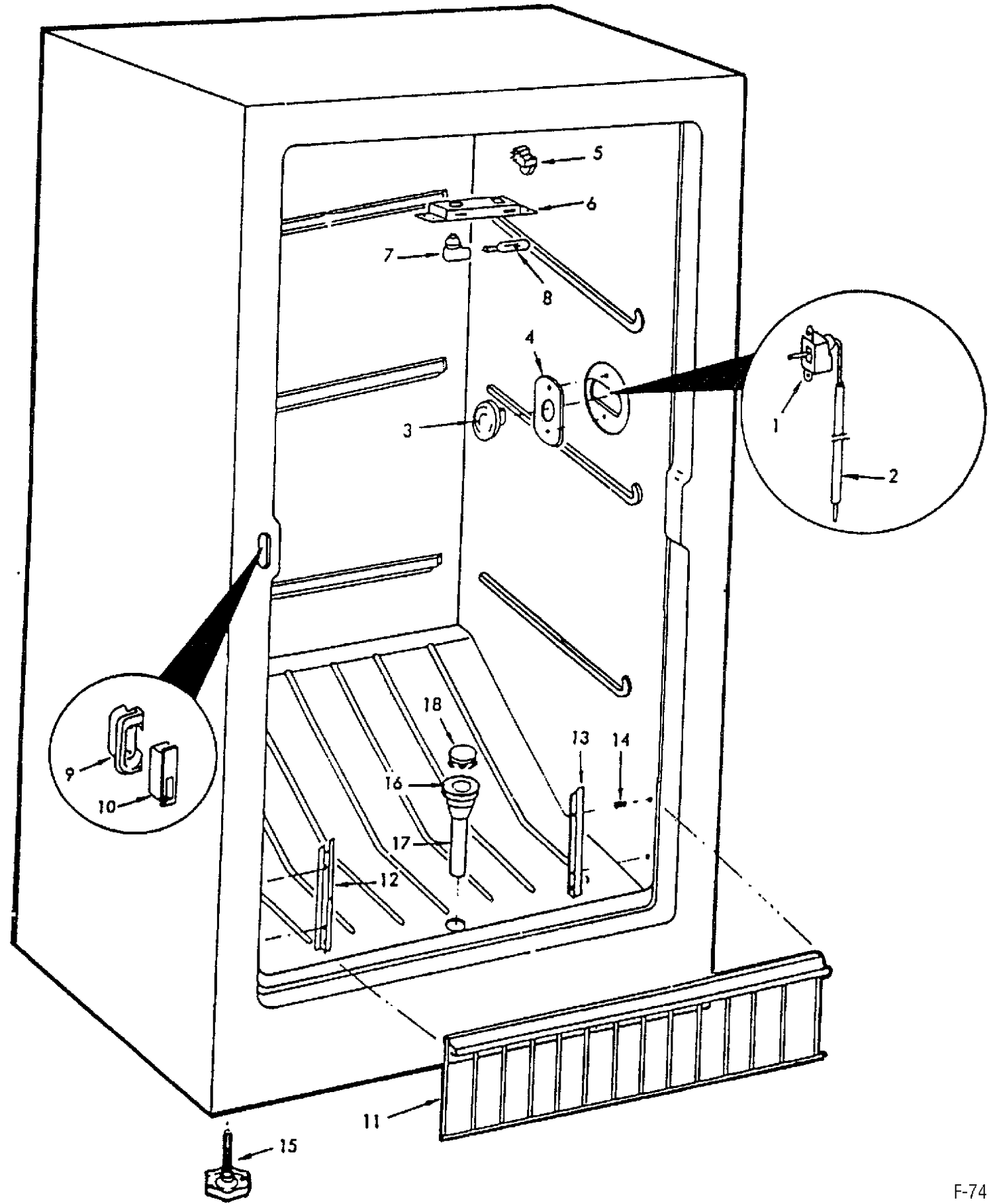 CABINET Diagram and Parts List for FYC17CM  General Electric Freezer
