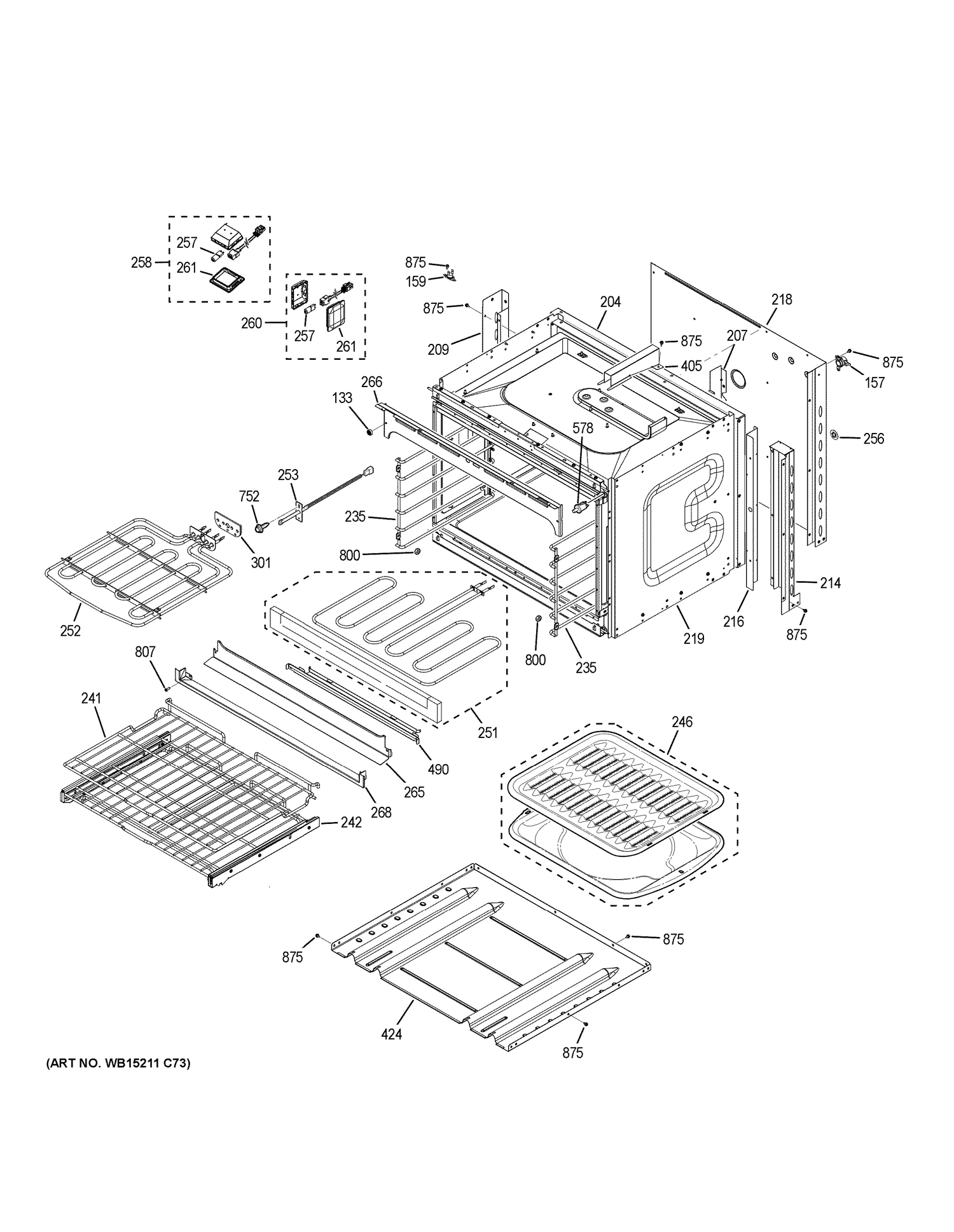 LOWER OVEN Diagram and Parts List for CK7500SH3SS  General Electric Wall Oven