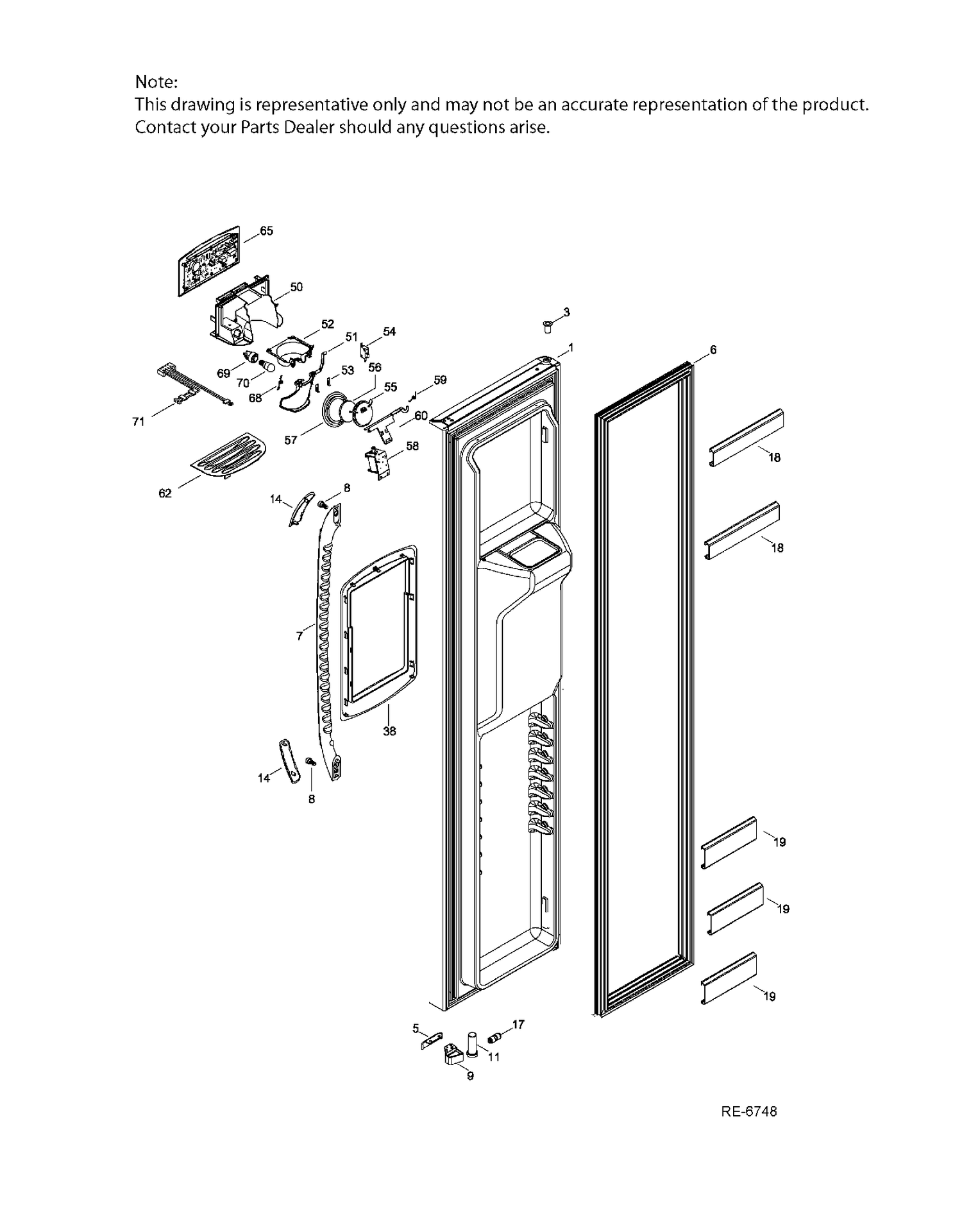 FZ DOOR Diagram and Parts List for GSRL3KLXHFLB  General Electric Refrigerator
