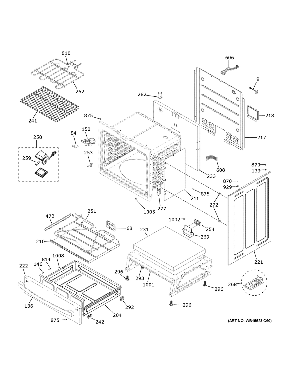 Body Parts Diagram and Parts List for JS760EP7ES  General Electric Range