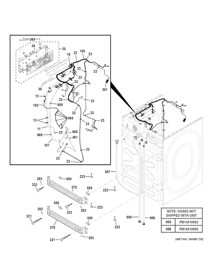 Body Parts Diagram and Parts List for GFW490RSK0WW  General Electric Washer
