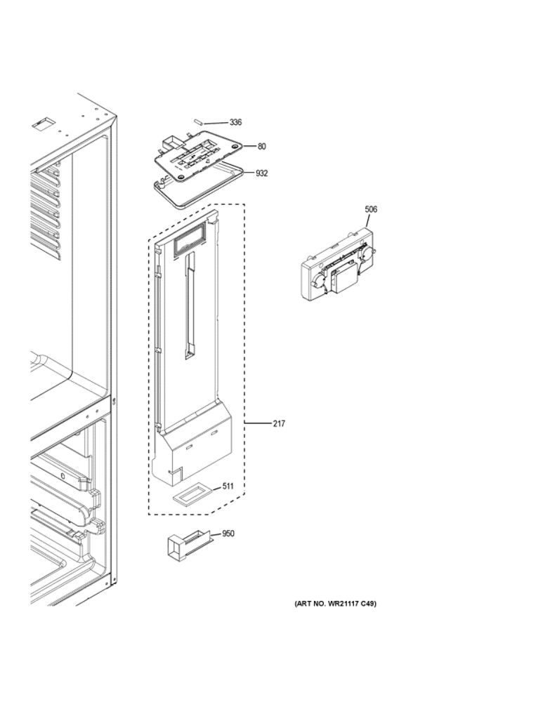 Fresh Food Section 1 Diagram and Parts List for GBE21DGKURBB  General Electric Refrigerator