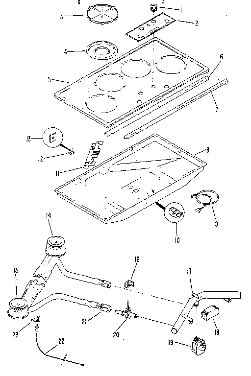 36" Gas Built-in Surface Unit-electric Ignition Diagram and Parts List for JGP600EH  General Electric Cooktop