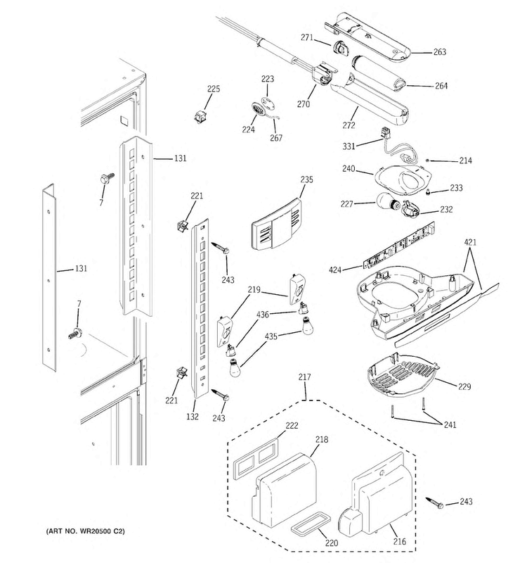 Fresh Food Section Diagram and Parts List for PFSS0MFCASS  General Electric Refrigerator