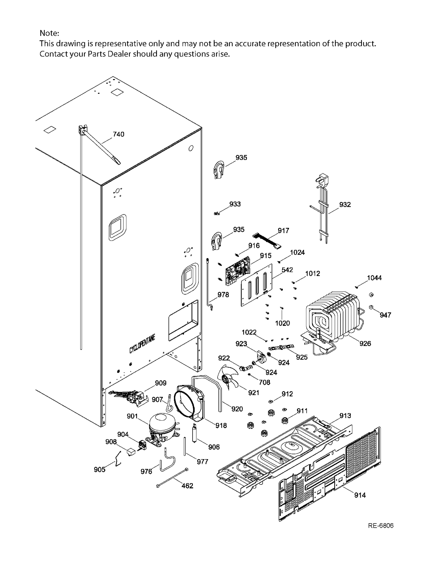 SEALED SYSTEM & MOTHERBOARD Diagram and Parts List for PNE25JGKBKWW  General Electric Refrigerator