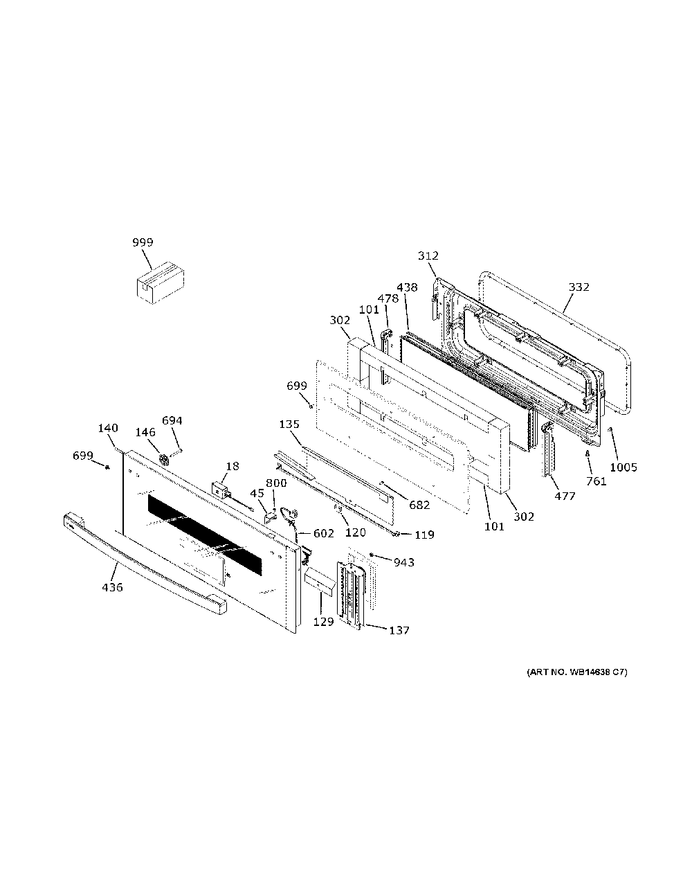 Control Panel And Upper Door Diagram and Parts List for PTS9200SN2SS  General Electric Wall Oven