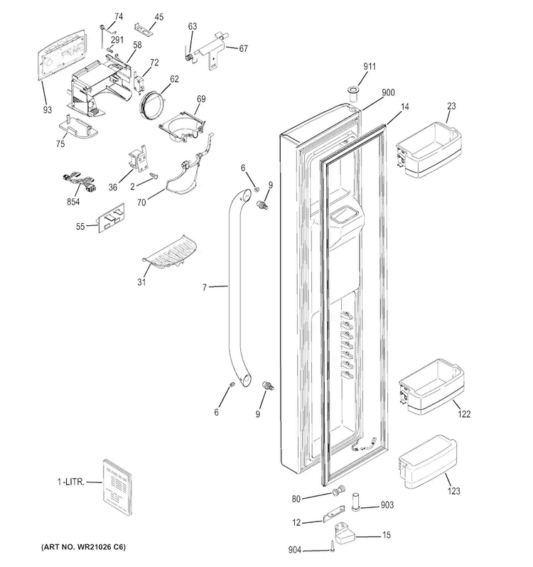 Freezer Door Diagram and Parts List for GSS25CSHBCSS  General Electric Refrigerator