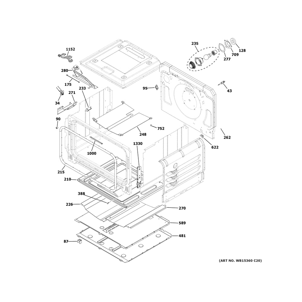 Lower Oven Diagram and Parts List for PGS960YP3FS  General Electric Range