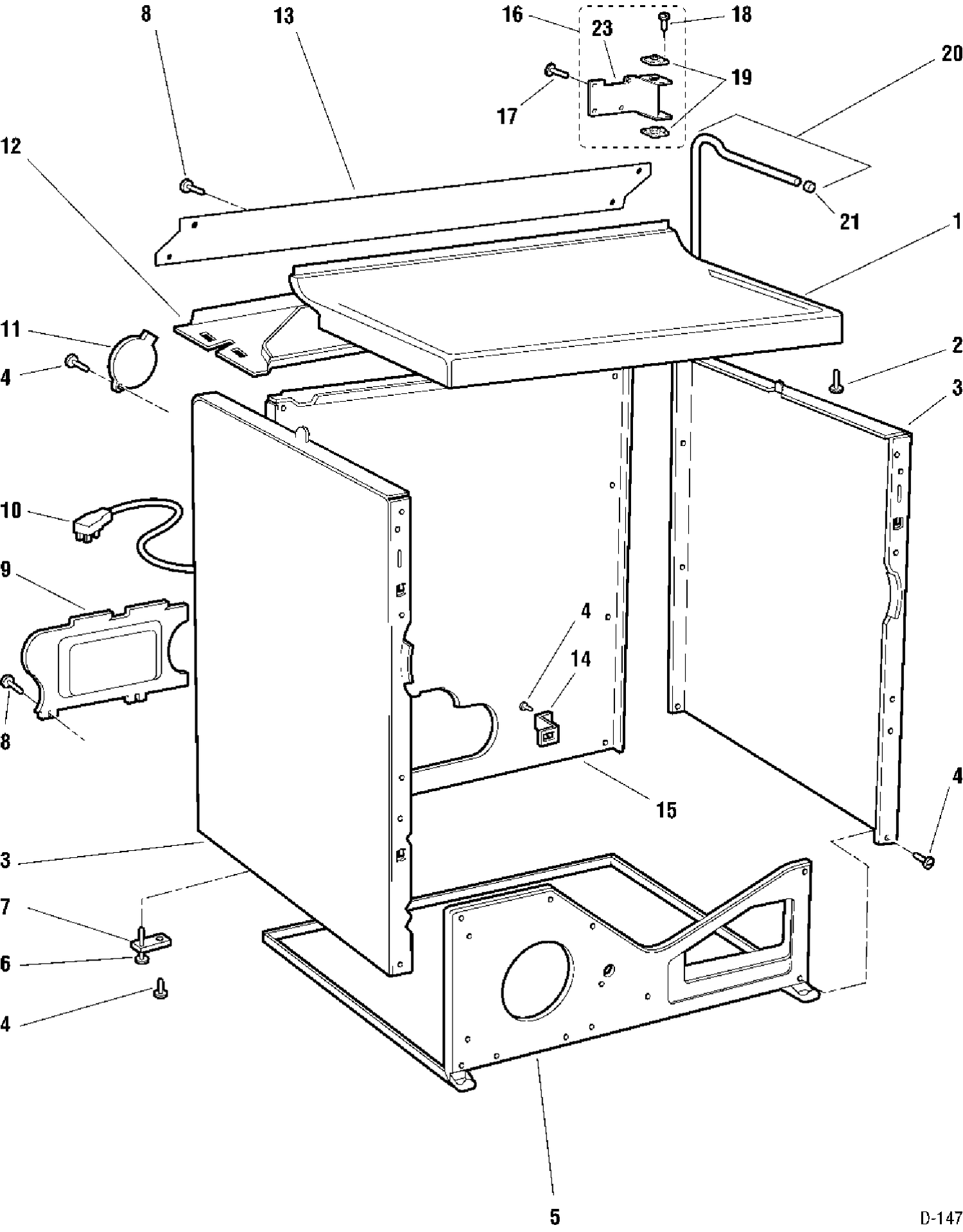 CABINET Diagram and Parts List for UPSF495EW0WW  General Electric Dryer