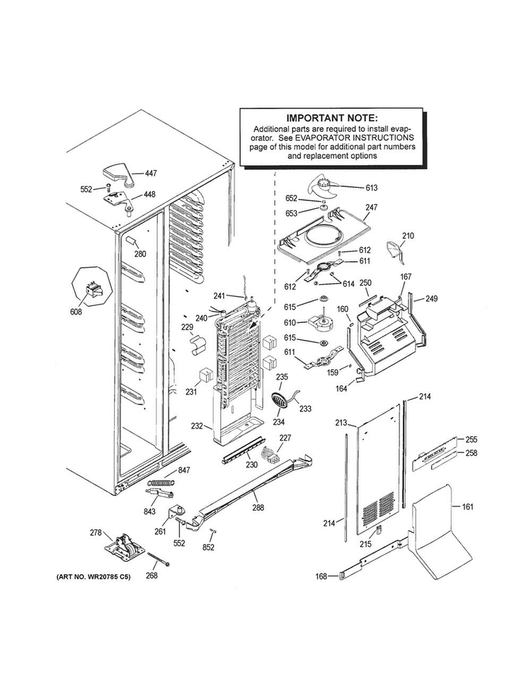 Freezer Section Diagram and Parts List for PSS28KSHECSS  General Electric Refrigerator