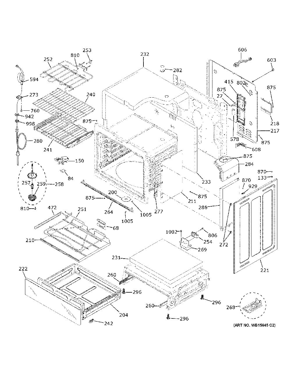 Body Parts Diagram and Parts List for CHS900M2N2S5  General Electric Range