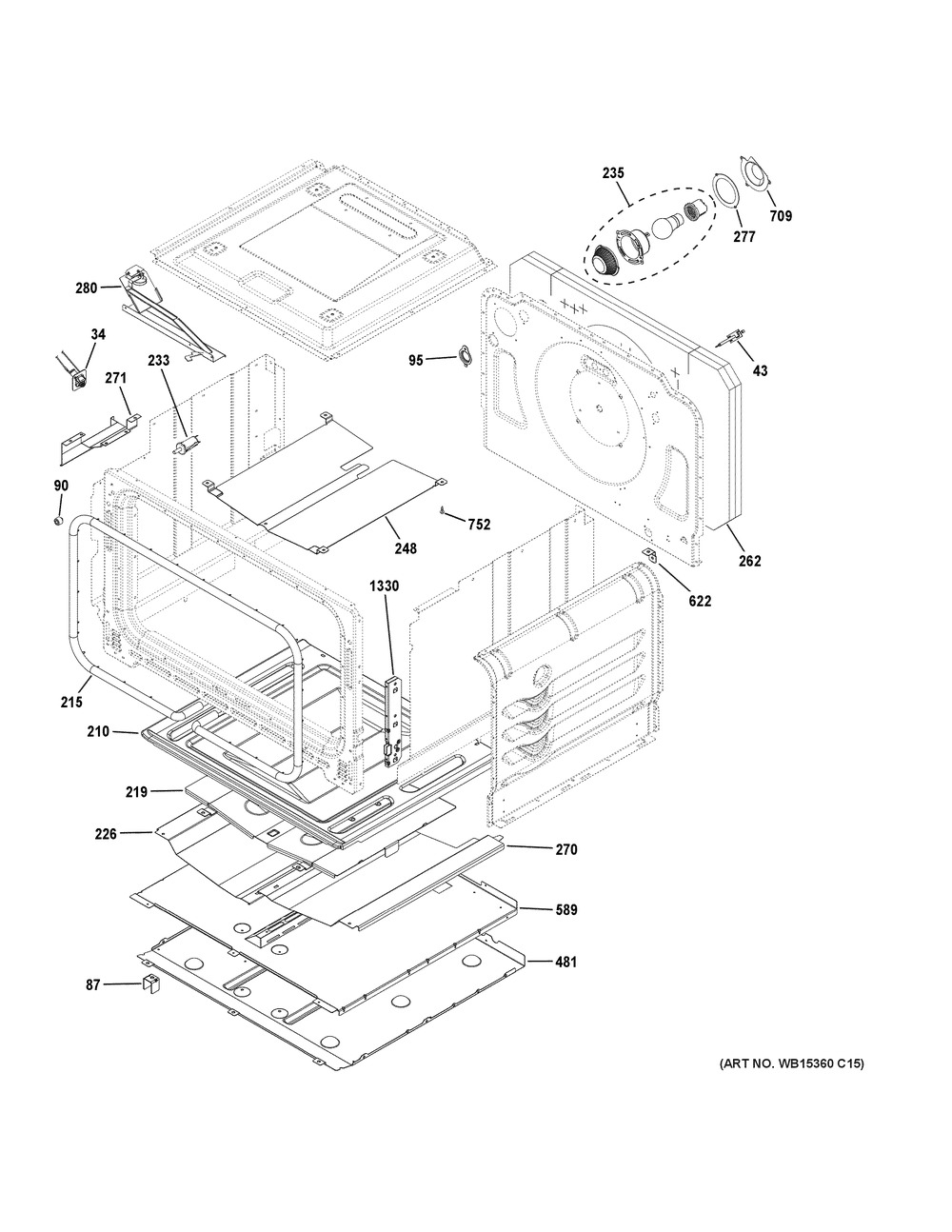 Lower Oven Diagram and Parts List for PGS960EEL3ES  General Electric Range