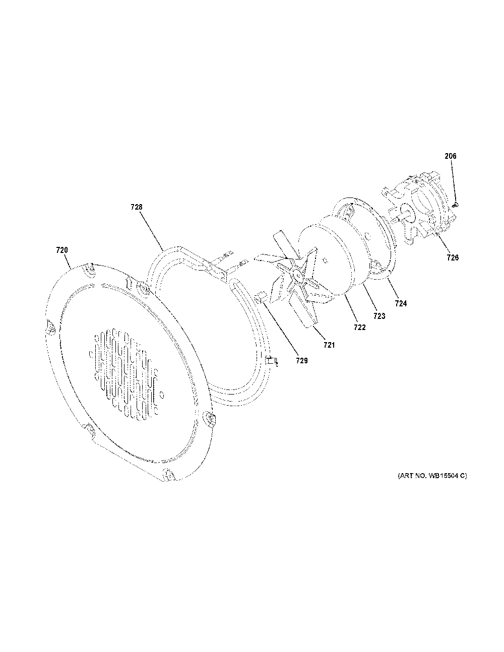 Convection Fan Diagram and Parts List for PS96PZR1SS  General Electric Range