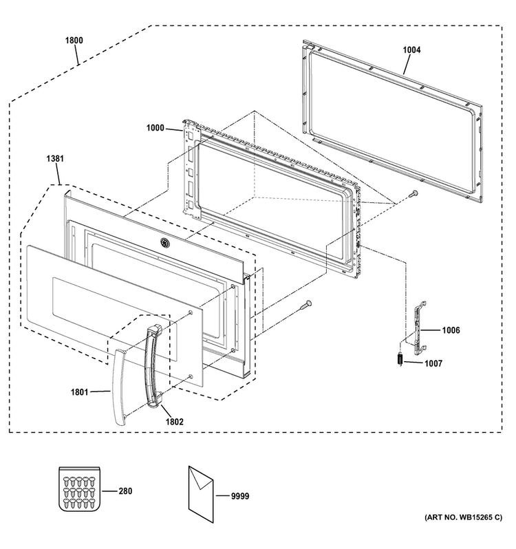 Door Parts Diagram and Parts List for PVM9179DF2BB  General Electric Microwave