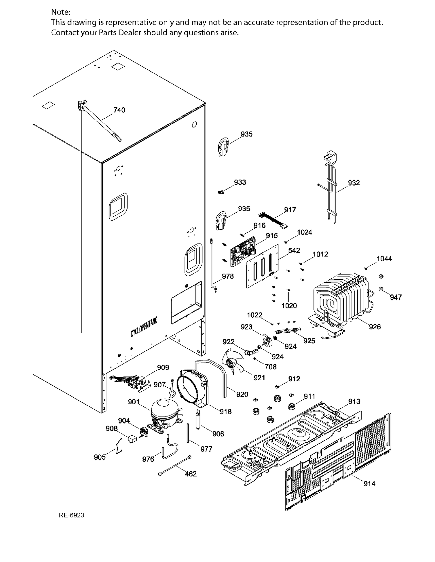 SEALED SYSTEM & MOTHERBOARD Diagram and Parts List for PNE25JGKBKBB  General Electric Refrigerator