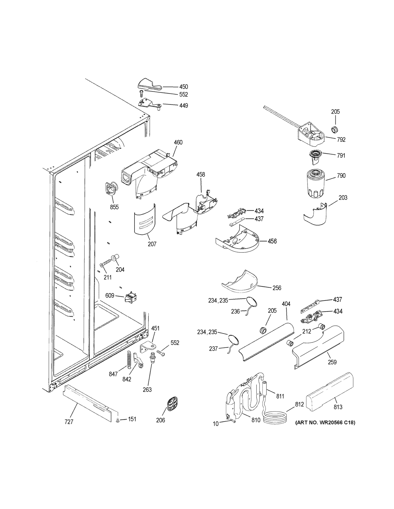 FRESH FOOD SECTION Diagram and Parts List for GSS23GGKJCWW  General Electric Refrigerator