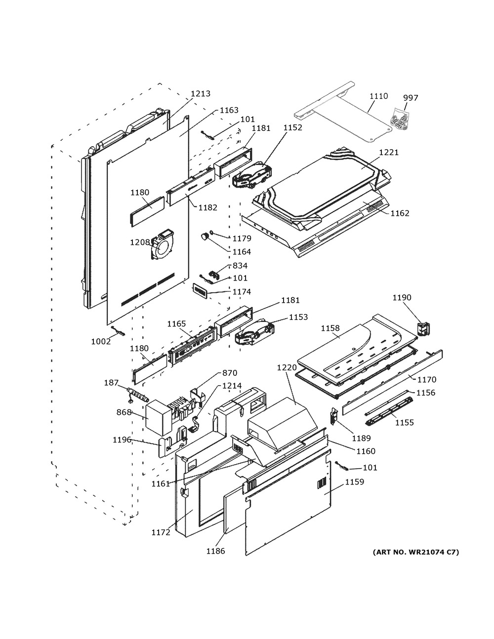 Cabinet Diagram and Parts List for ZIC30GNNCII  General Electric Refrigerator