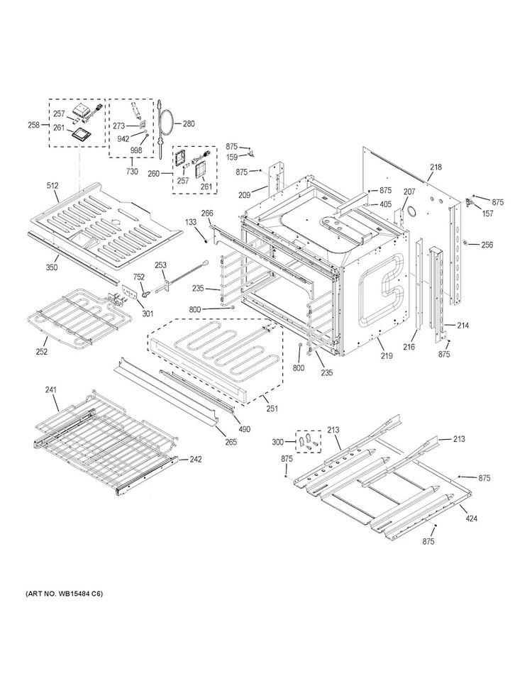 Lower Oven Diagram and Parts List for PT7550SF3SS  General Electric Wall Oven