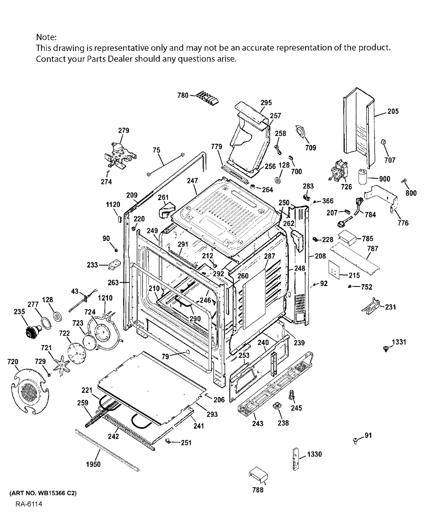 BODY PARTS Diagram and Parts List for PC2B940SEF2SS  General Electric Range