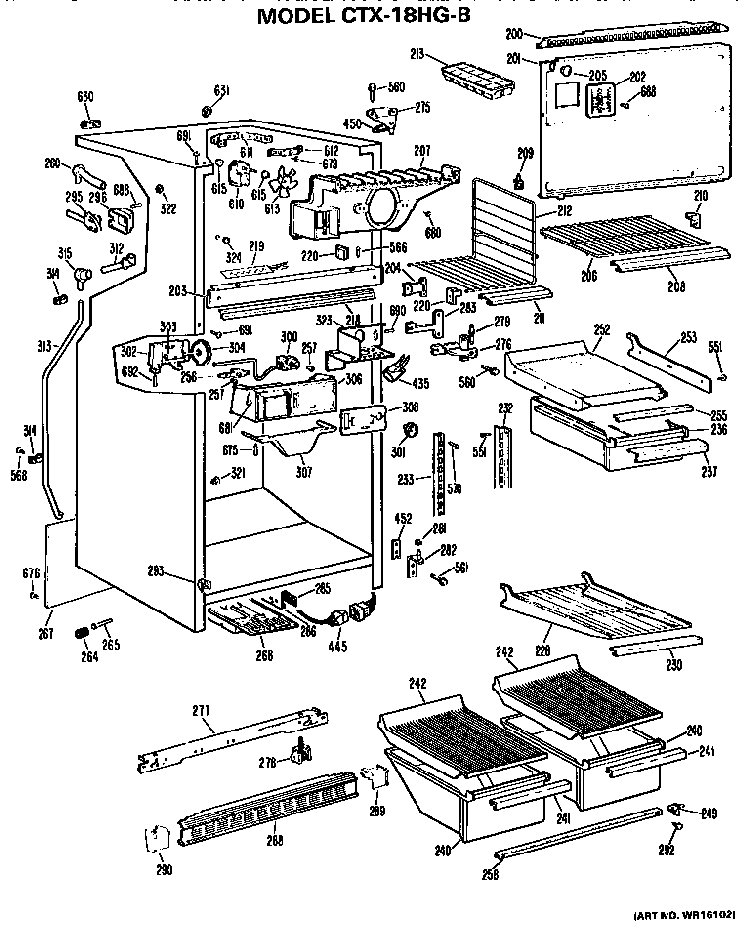 Cabinet Parts Diagram and Parts List for CTX18HGB  Hotpoint Refrigerator