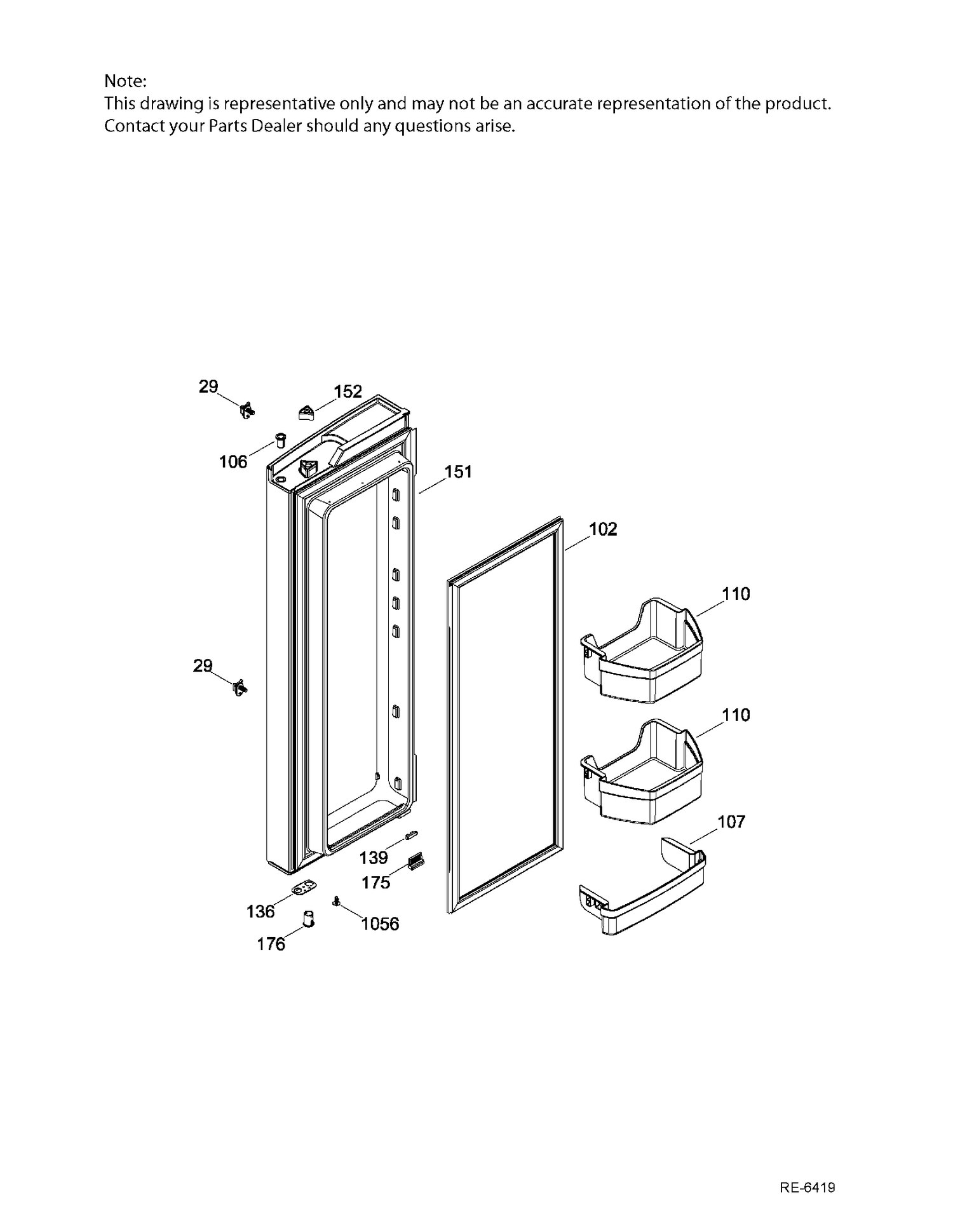 FF DOOR R Diagram and Parts List for GNE21DGKAKWW  General Electric Refrigerator