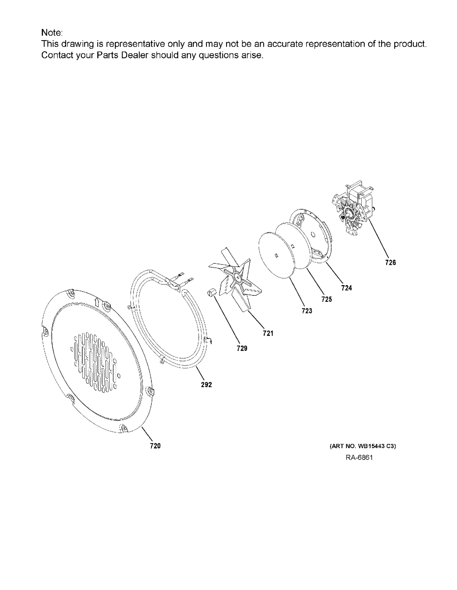 CONVECTION FAN Diagram and Parts List for CC2S986SEL1SS  General Electric Range