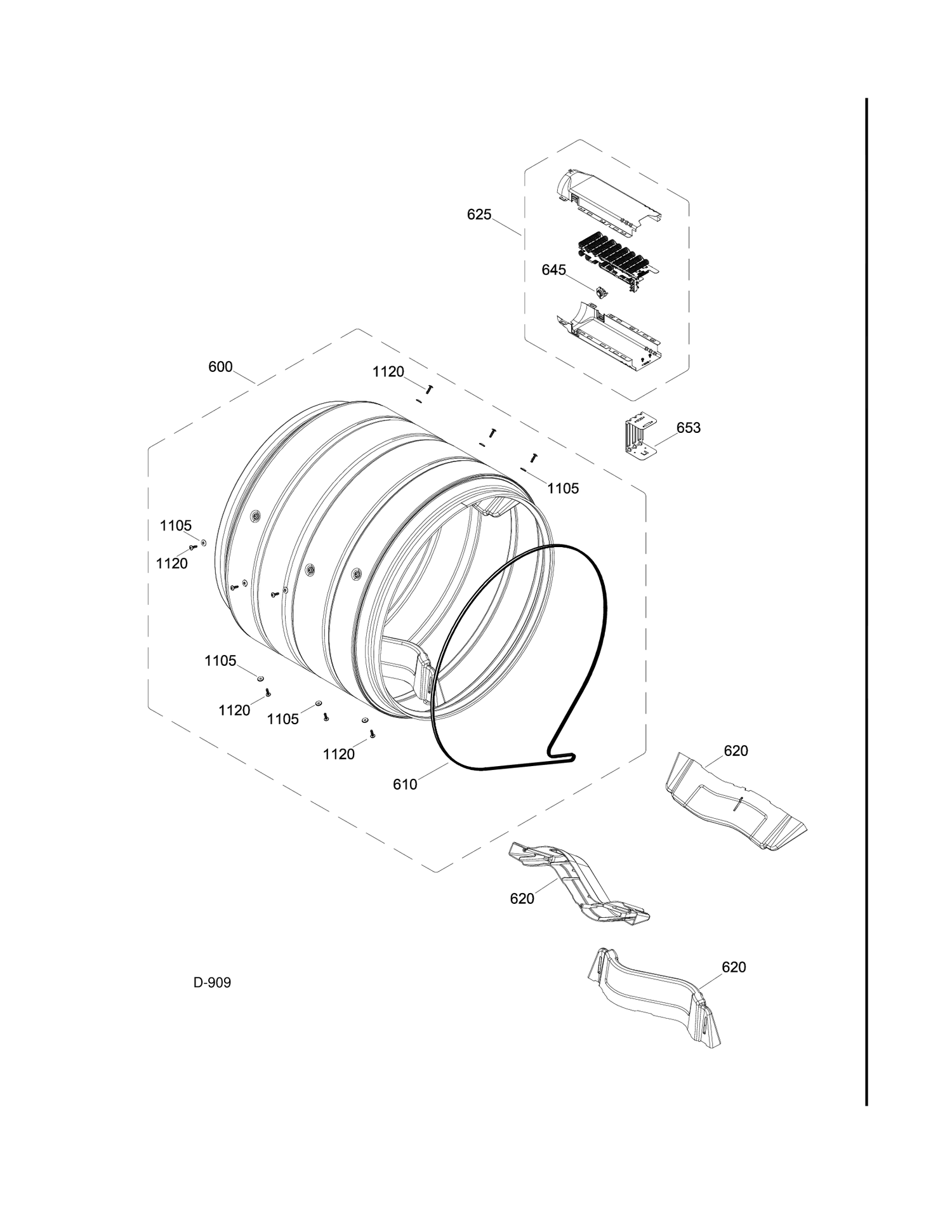 DRUM ASM Diagram and Parts List for GTMS820ED0WS  General Electric Dryer