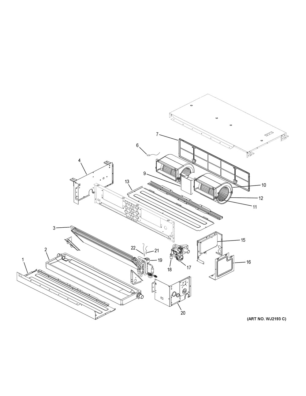 Room Air Conditioner Diagram and Parts List for MVAD007MV2AA  General Electric Air Conditioner