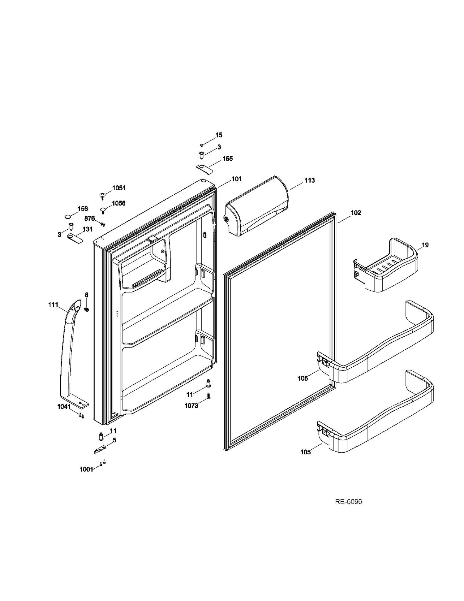 FF DOOR Diagram and Parts List for GTRS0HBZBLSS  General Electric Refrigerator