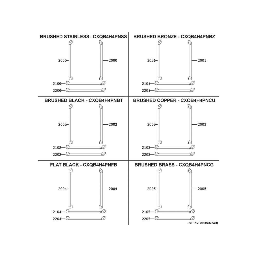 Cafe Customization Diagram and Parts List for CVE28DP4NHW2  General Electric Refrigerator