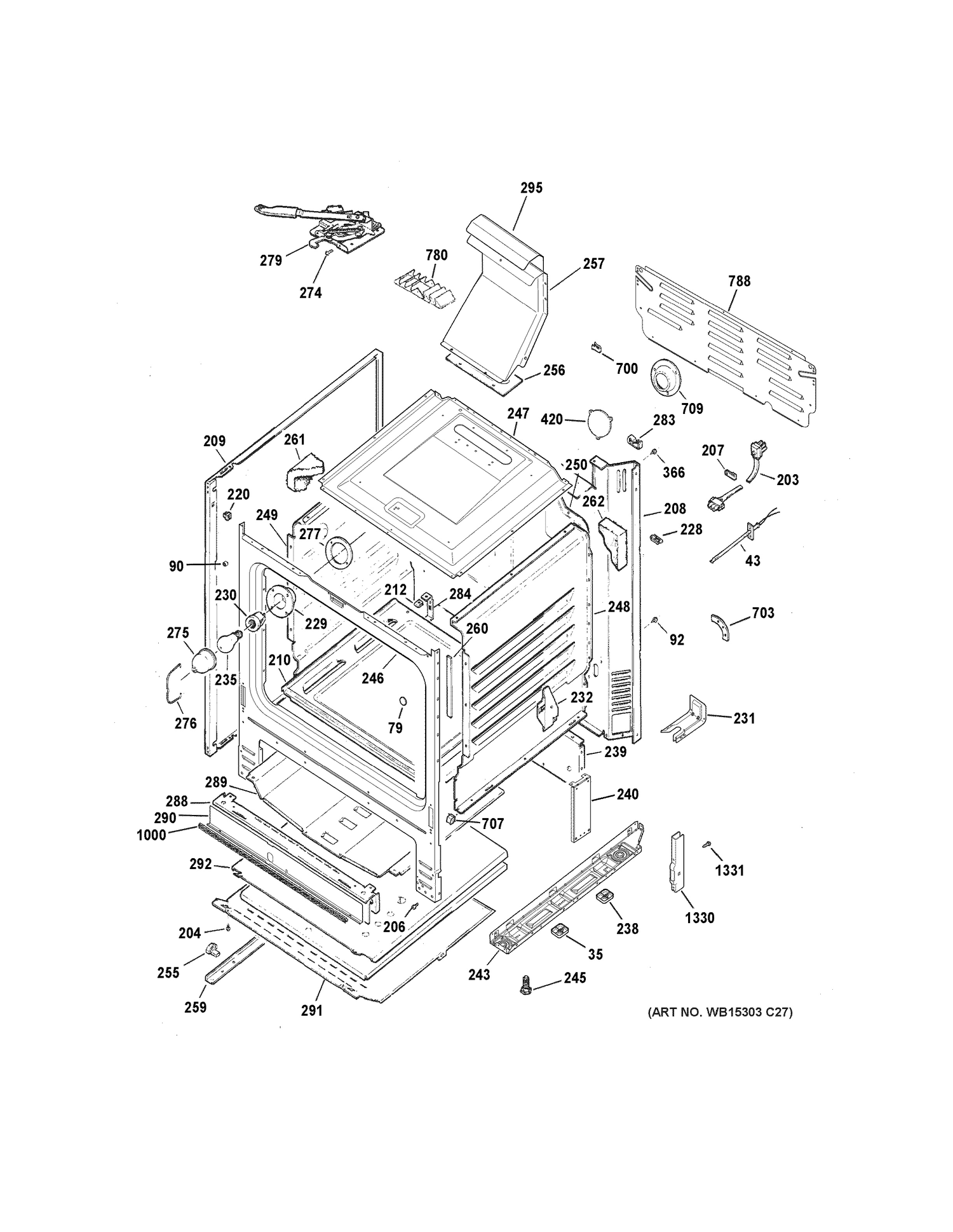 BODY PARTS Diagram and Parts List for JGB635REK2SS  General Electric Range