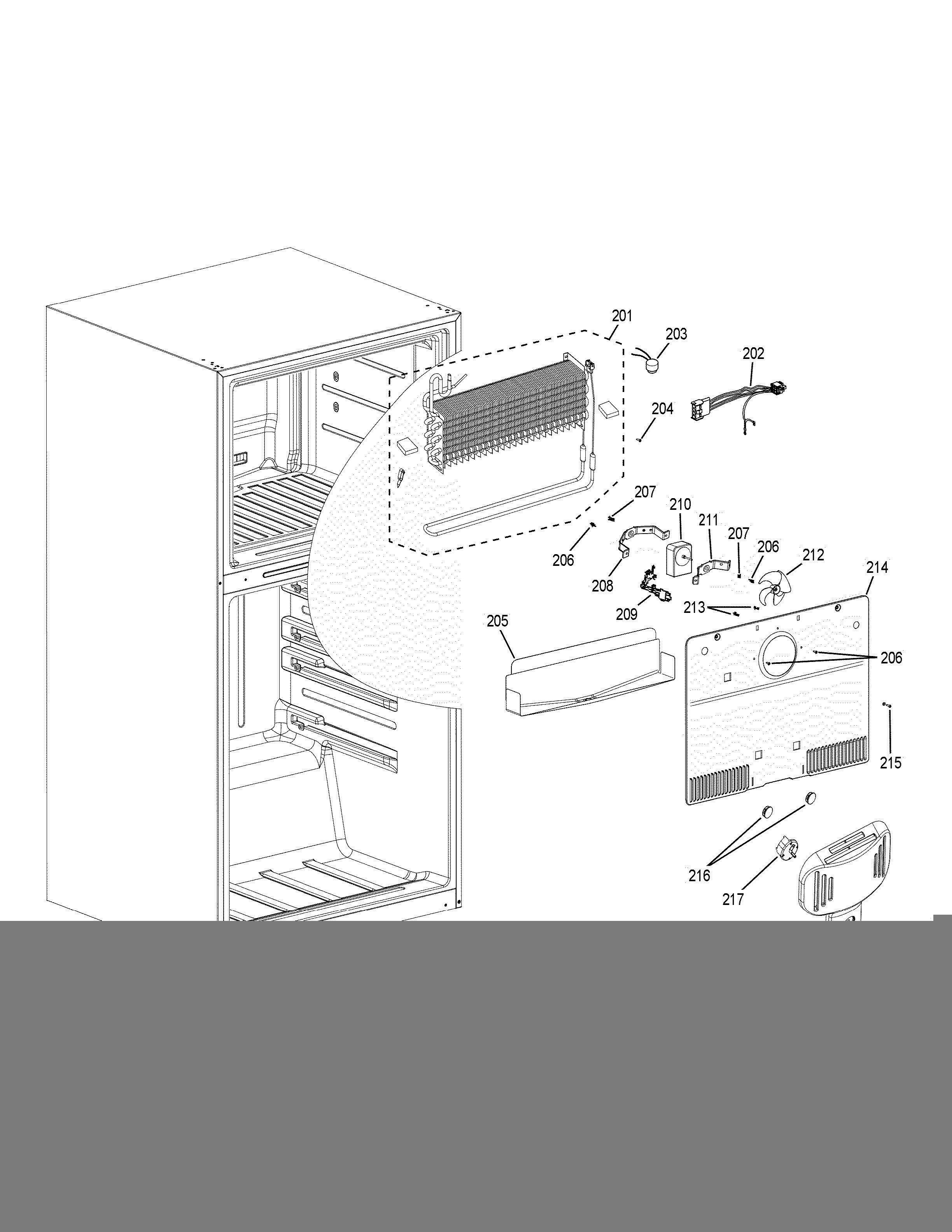 FREEZER SECTION Diagram and Parts List for HRT18RCWW0  General Electric Refrigerator
