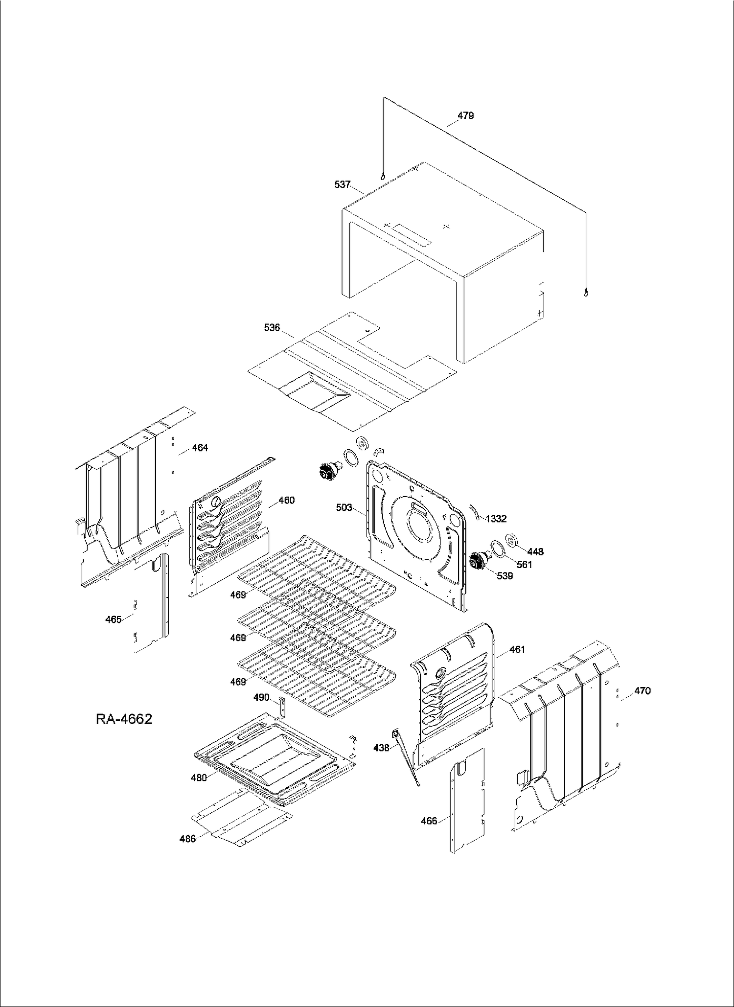 OVEN CAVITY Diagram and Parts List for CCGS985SET1SS  General Electric Range