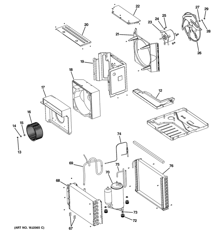Base Pan & Unit Parts Diagram and Parts List for AEH18DSQ1  General Electric Air Conditioner