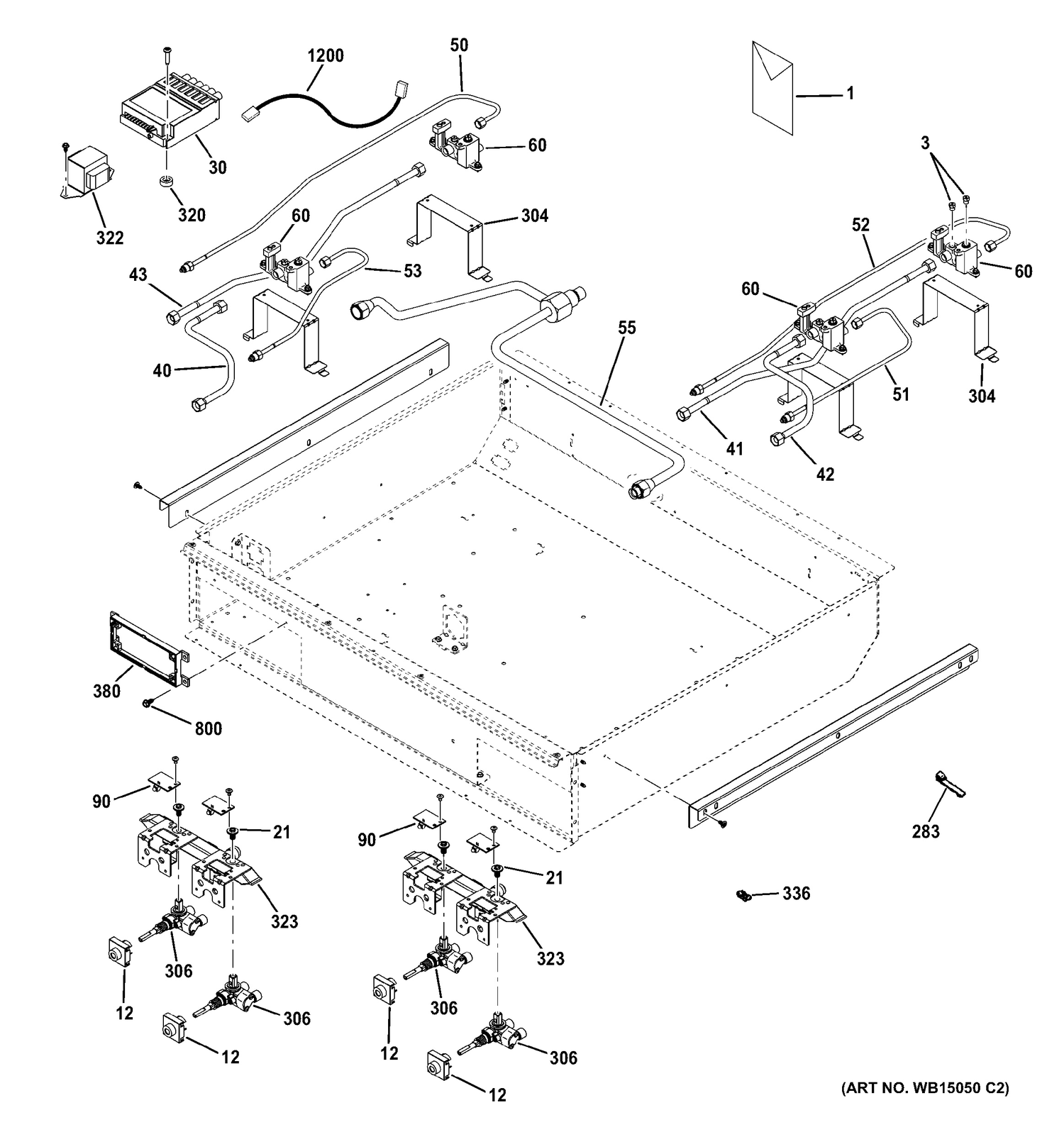 GAS & BURNER PARTS Diagram and Parts List for ZGP304LR4SS  General Electric Range