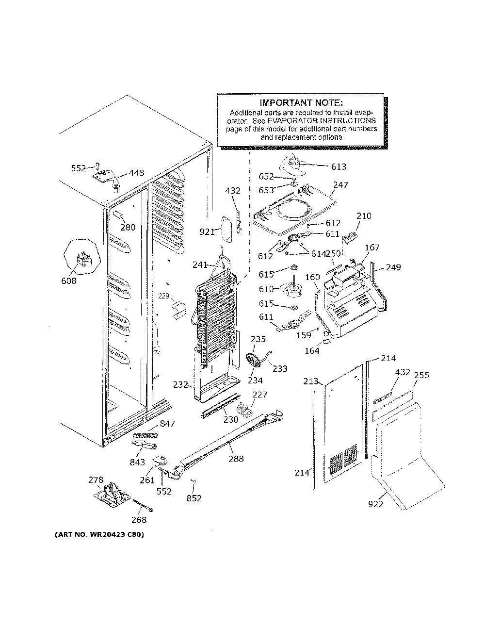 Freezer section Diagram and Parts List for GZS22IMNPHES  General Electric Refrigerator