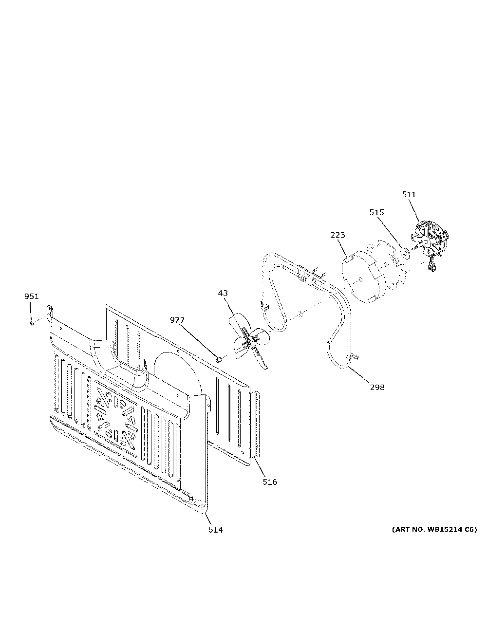 Convection Fan Diagram and Parts List for CTS90DP4N2W2  General Electric Wall Oven