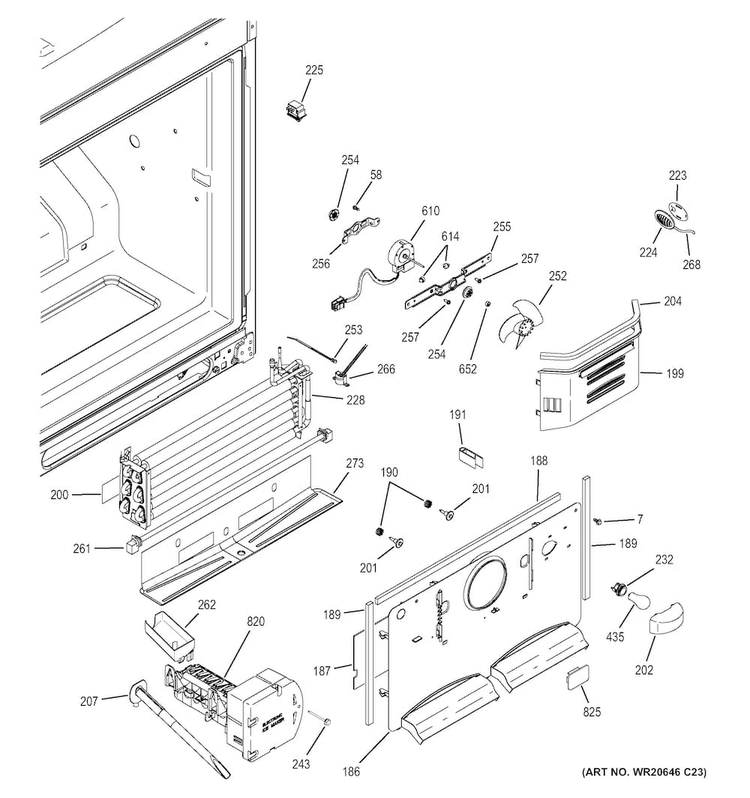 Freezer Section Diagram and Parts List for PFS23KSHAFSS  General Electric Refrigerator