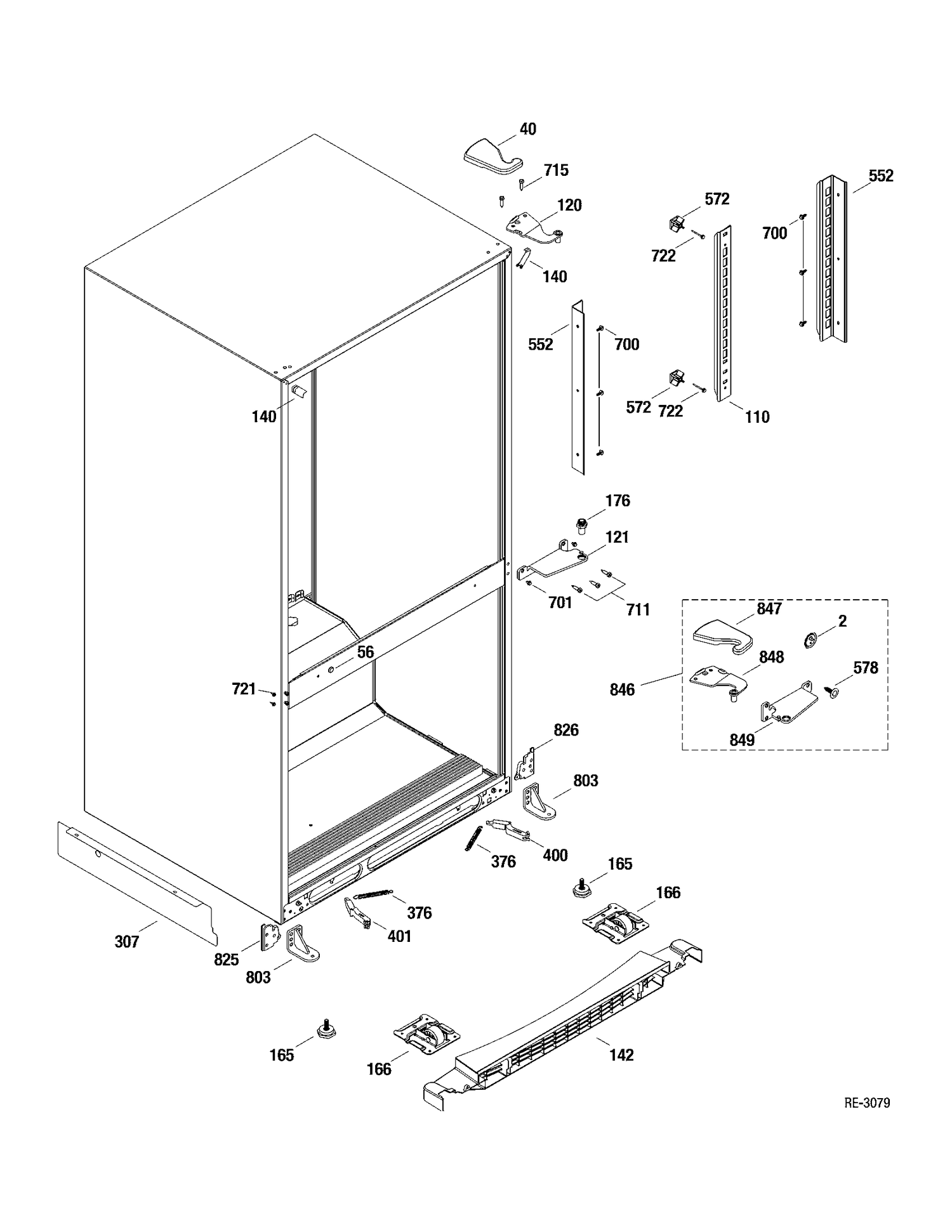 HINGE PARTS Diagram and Parts List for GDRL0KBXARBS  General Electric Refrigerator
