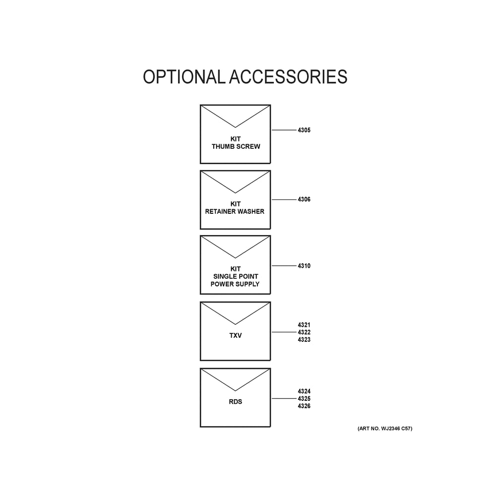 Optional Accessories Diagram and Parts List for NAM42E1TA5D01  General Electric Air Conditioner
