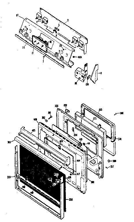 Control Asm. & Door Diagram and Parts List for JMP26G0J3  General Electric Range