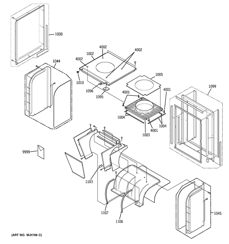 Chassis Parts Diagram and Parts List for AZ85E18DACM2  General Electric Air Conditioner