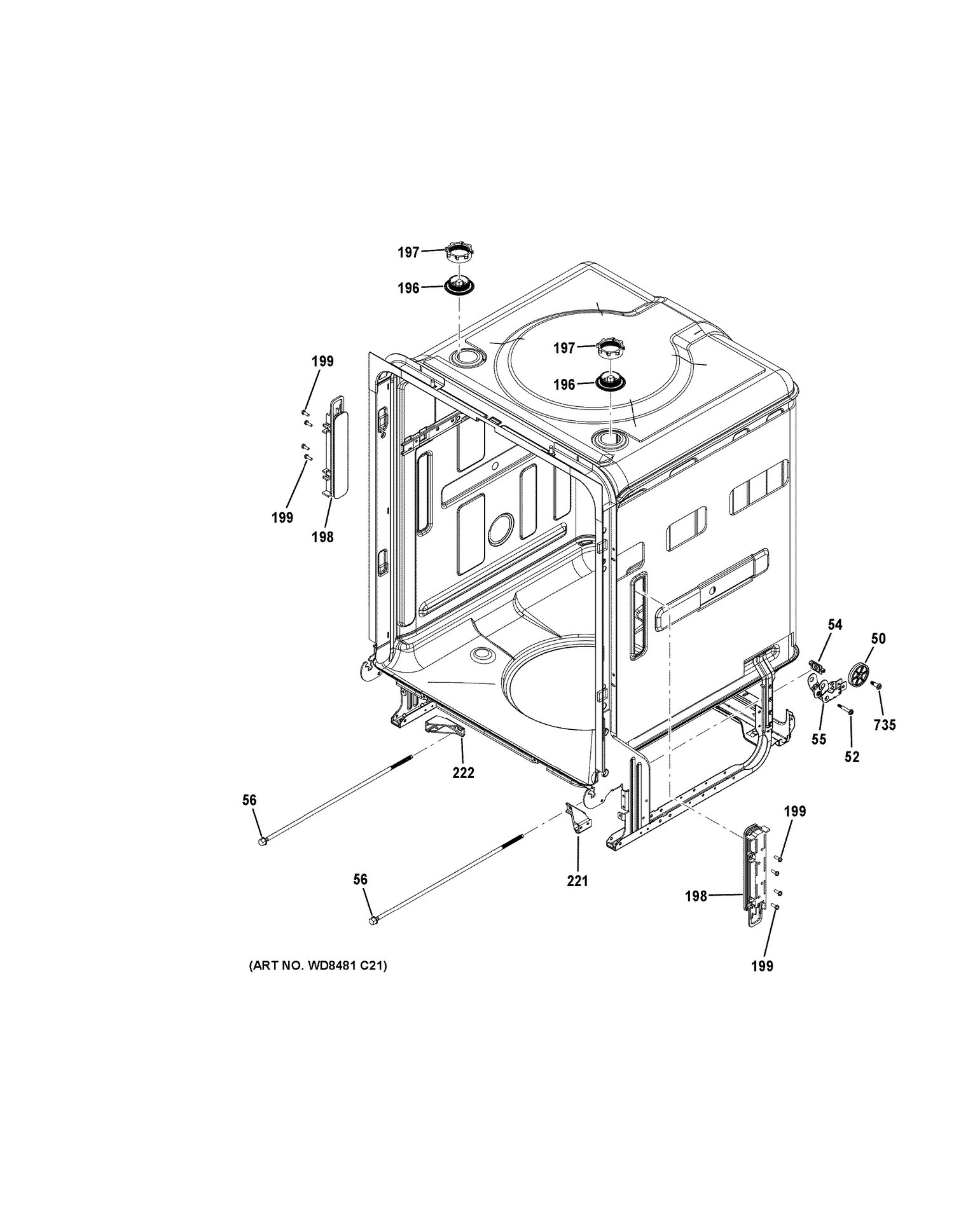 BODY PARTS 2 Diagram and Parts List for ZDT915SSJ2SS  General Electric Dishwasher