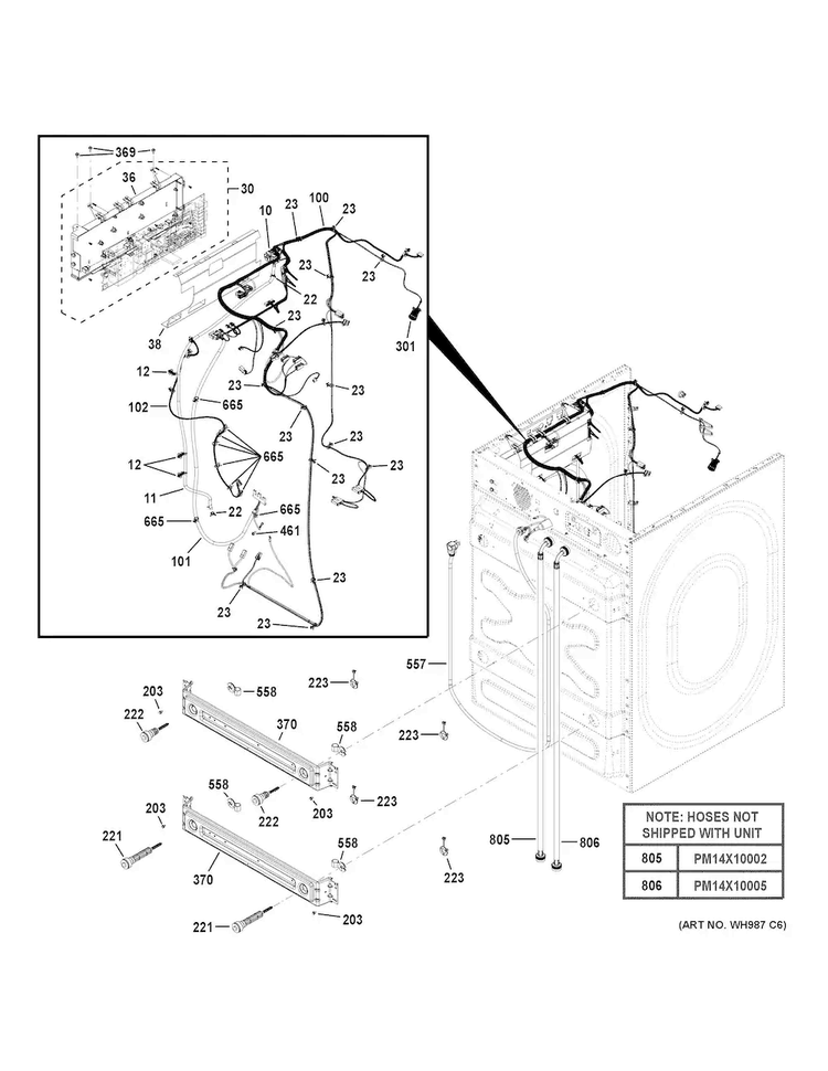 Body Parts Diagram and Parts List for GFW490RPK0RR  General Electric Washer
