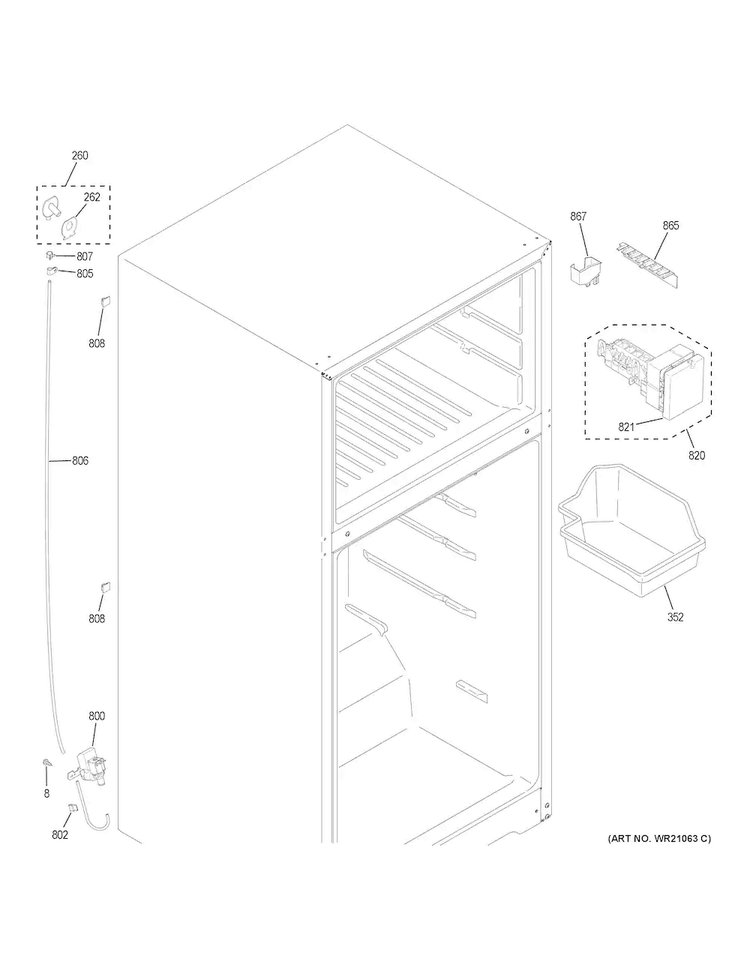Ice Maker Diagram and Parts List for GIE16GSHCRSS  General Electric Refrigerator