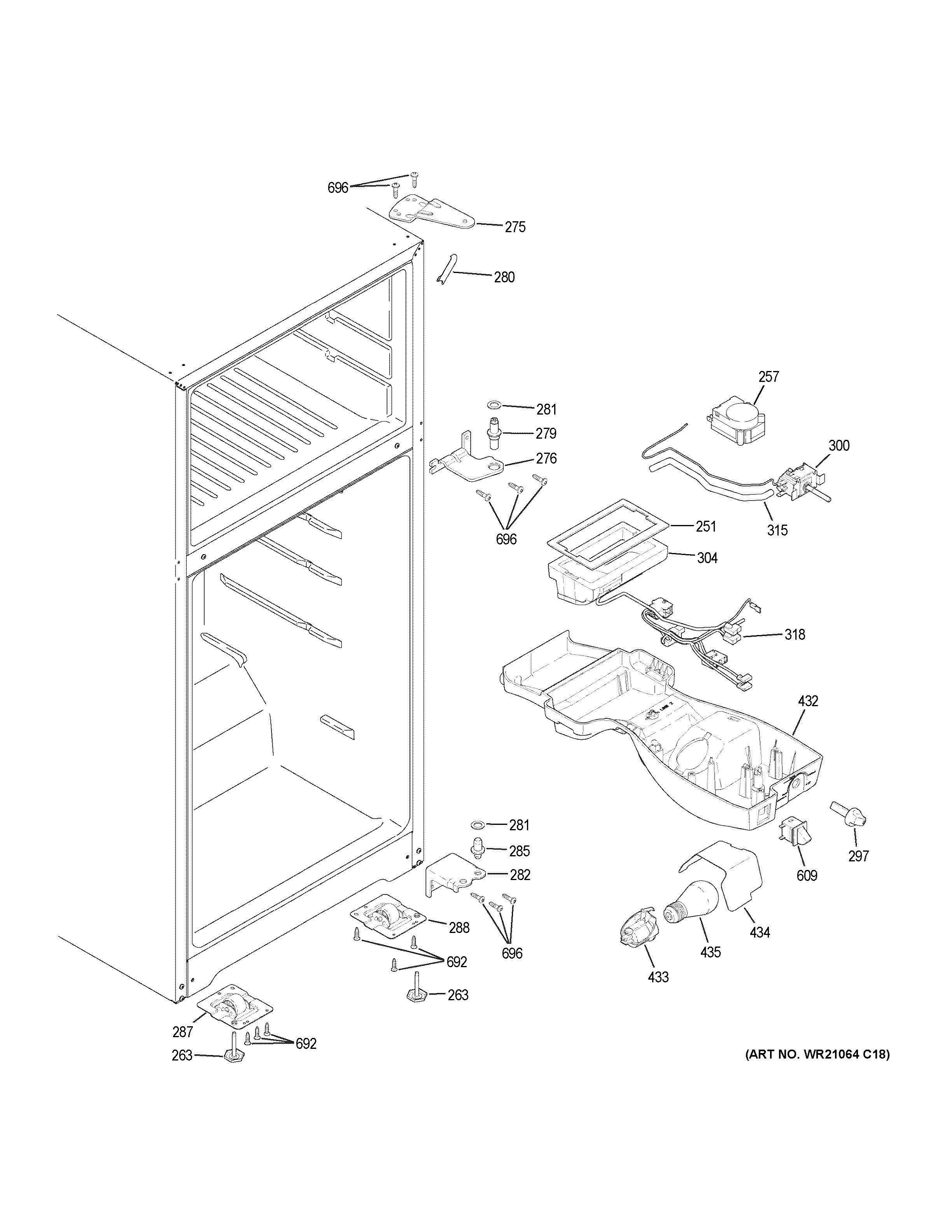 FRESH FOOD SECTION Diagram and Parts List for HPS15BTHLLCC  General Electric Refrigerator