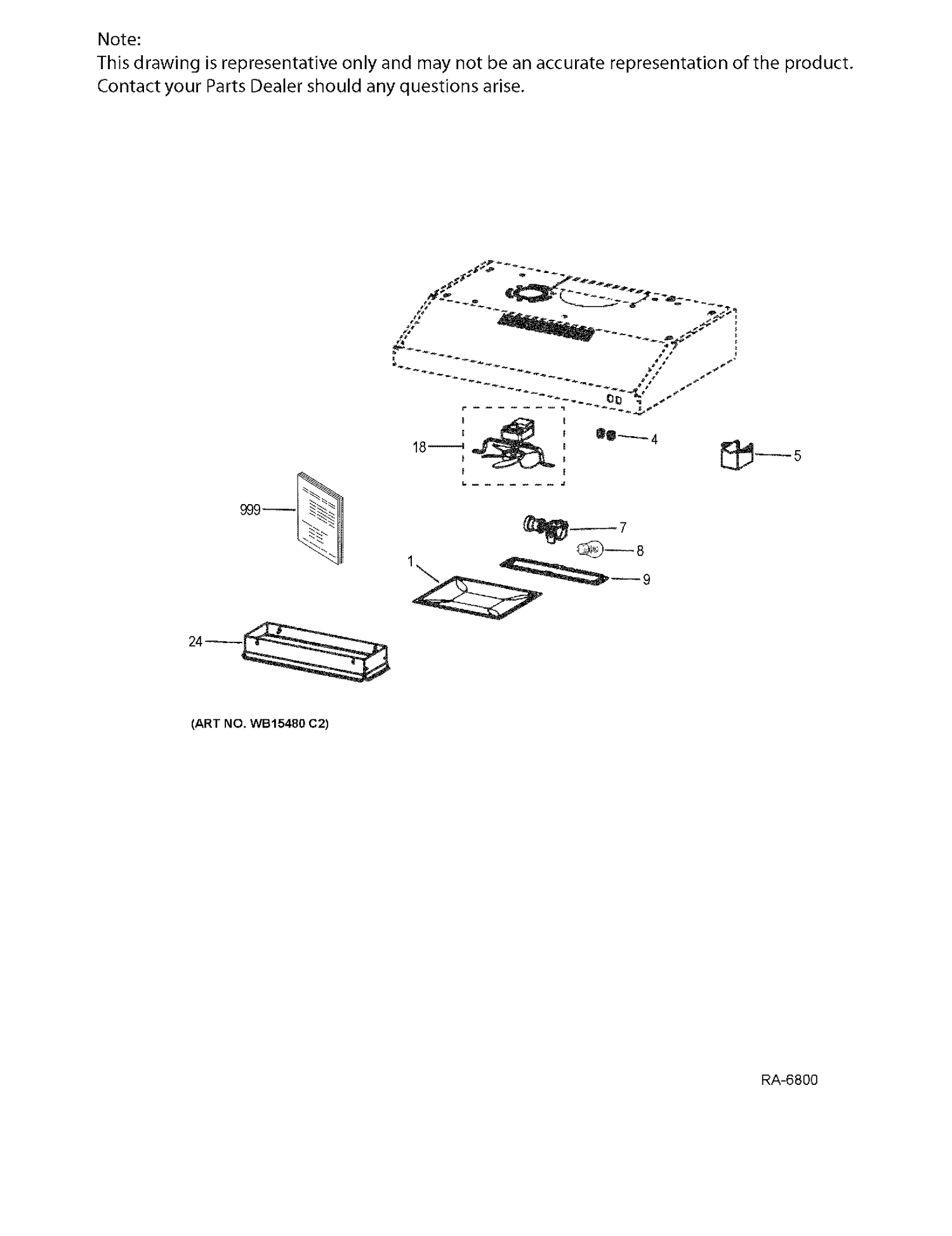 RANGE HOOD Diagram and Parts List for JVX3300DJ1BBC  General Electric Range Hood